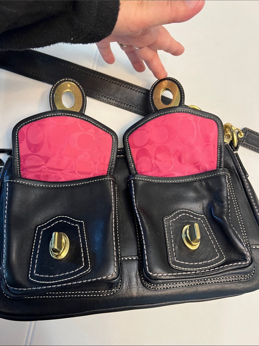 COACH LEGACY 65th ANNIVERSARY BLACK DOUBLE TURNLOCK F12868 Y2K SHOULDER BAG - Picture 13 of 16